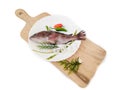 Rooster hind grouper or Pink Grouper decorated on a white plate.Selective focus Royalty Free Stock Photo