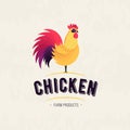 Rooster icon. Cock. Poultry. Farm fresh sign. Chicken Farm meat logo, badges, banners, emblem and design elements for food shop an