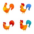Rooster icons set cartoon vector. Domestic bird