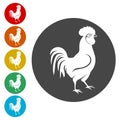 Rooster icons set - vector Illustration