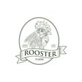 Rooster logo design in hand drawn style Royalty Free Stock Photo