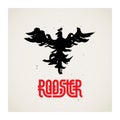 Rooster Logo template with original lettering. The mascot of the sports teams. Logotype for the restaurant