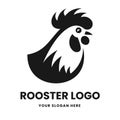 Rooster logo vector template emblem symbol. Head icon design isolated on white background. Modern black and white illustration Royalty Free Stock Photo