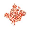 Rooster Lunar year papercut symbol