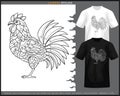 rooster mandala arts isolated on black and white t shirt