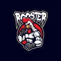 Rooster mascot logo design vector with modern illustration concept style for badge, emblem and t shirt printing. Rooster fighter