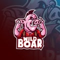 boar mascot logo design vector with modern illustration concept style for badge, emblem and tshirt printing. smart boar illustrati Royalty Free Stock Photo