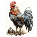 Enormous Rooster With Gold Horn: Hyper-realistic 2d Game Art Royalty Free Stock Photo