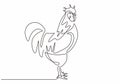 Rooster one line drawing vector. Minimalism design of cock animal illustration. Hand drawn sketch design of chicken good for