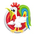 Rooster. Orient horoscope sign in circle. Chinese symbo