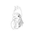 Rooster outline drawing vector,rooster in a sketch style, rooster trainers template outline, vector Illustration