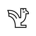 Rooster pictogram, linear icon on white background. Vector illustration