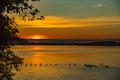 Sunset on the Columbia River From Rooster Rock Park Royalty Free Stock Photo