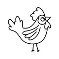 Rooster poultry bird farm animal cartoon thick line
