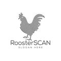 Rooster Scan Technology Logo vector Element. Animal Technology Logo Template Royalty Free Stock Photo