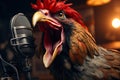 rooster screaming into the microphone generative ai