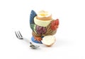 Rooster shaped egg holder with an egg Royalty Free Stock Photo