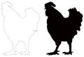 Rooster silhouette - cockerel or cock, is a male gallinaceous bird