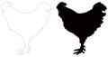 Rooster silhouette - cockerel or cock, is a male gallinaceous bird