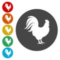 Rooster silhouette icons set