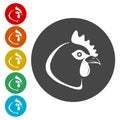 Rooster silhouette icons set