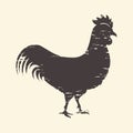 Rooster silhouette. Realistic chicken profile. Isolated logo mockup. Butcher advertising. Emblem template for poultry Royalty Free Stock Photo
