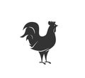 Rooster silhouette vector illustration. Black and white cockerel logo in simple flat style. Isolated on white background