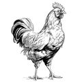 Rooster standing hand made scetch Vector illustration Farm Royalty Free Stock Photo