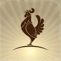 Rooster Symbol on Retro Background