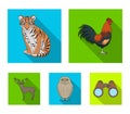 Rooster, tiger, deer, owl and other animals.Animals set collection icons in flat style vector symbol stock illustration