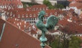 Rooster on top a roof in Prague