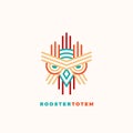 Rooster Totem Abstract Vector Sign, Emblem or Logo Template. Colorful Line Style Geometry Emblem.