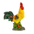 Rooster toy ceramic figure isolated on white background