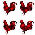 Rooster, triangular geometric polygonal roosters, illustration of on white background
