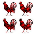 Rooster, triangular geometric polygonal roosters, illustration of on white background