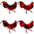 Rooster, triangular geometric polygonal roosters, illustration of on white background