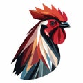 Geometric Rooster Head With Tricolored Design