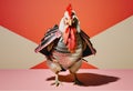 The rooster wears samurai armor generate by ai Royalty Free Stock Photo