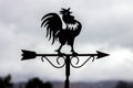 Rooster weather vane in a cloudy day