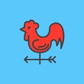 Rooster, weather vane filled outline icon, line vector sign, linear colorful pictogram