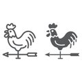 Rooster weather vane line and glyph icon
