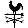 Rooster weather vane on white background. Weather vane silhouette. Rooster compass sign. flat style