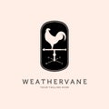 Rooster Windvane or Weathervane Logo Vector Template Illustration Design, Cock Vintage Emblem Design