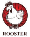 Rooster Zodiac Red Circle Color Illustration Design