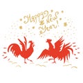 Roosters image with text isolated on white background