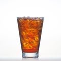 Root beer flavour soft drinks with soda water and ice in glass is Royalty Free Stock Photo