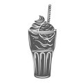 Root Beer Float in Glass Glyph Icon Royalty Free Stock Photo