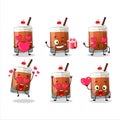 Root beer with ice cream cartoon character with love cute emoticon