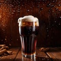 Root beer, soda soft drink cola pop, cold draft beverage in cup