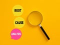 Root cause analysis concept written on speech bubbles with magnifying glass Royalty Free Stock Photo